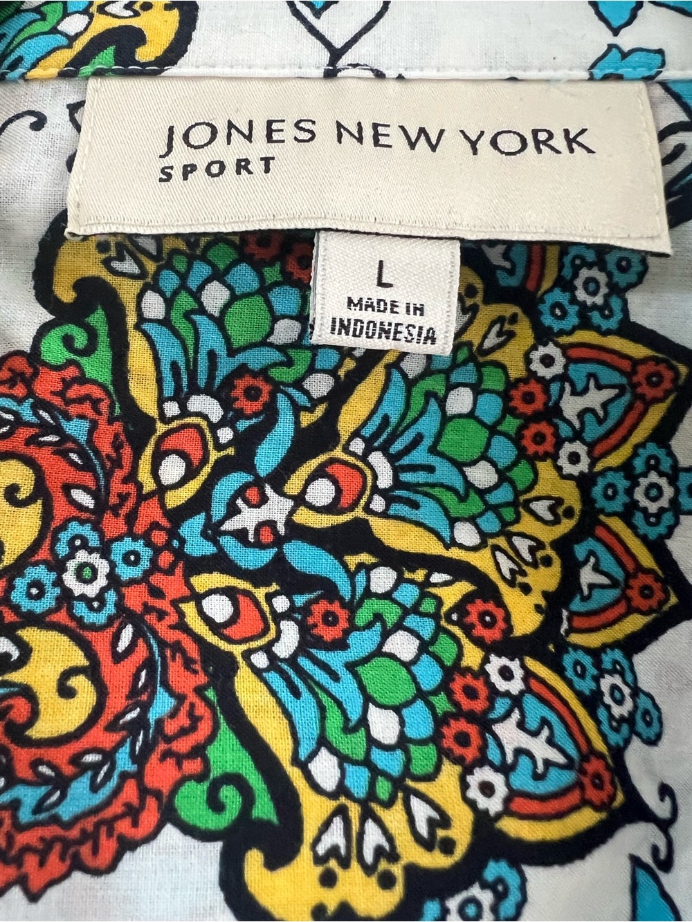 Jones New York White Floral Button-Up Shirt Size L - Picture 2 of 8